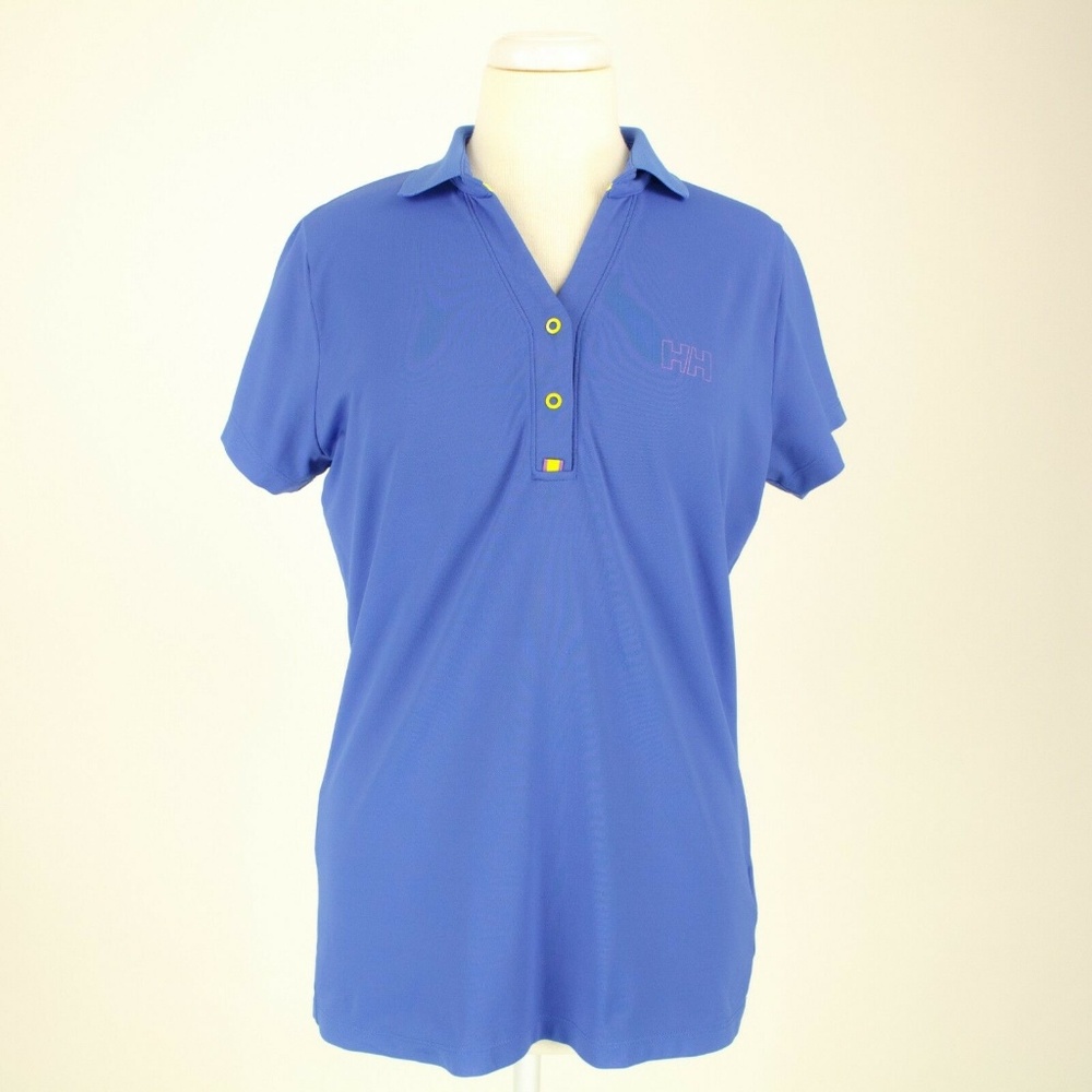 Helly Hansen Polo Shirt Blue Button V Neck Top